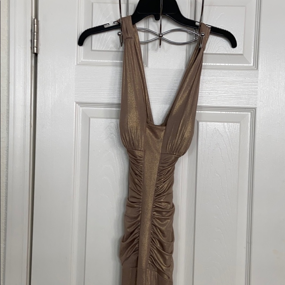 Golden Brown elegant floor length formal gown